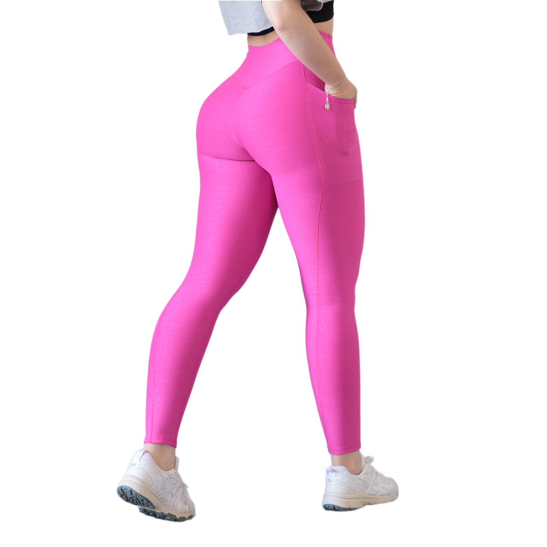 Leggings básico con bolsillos | Supplex Stretch, Relieves Elein - Rosa