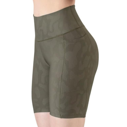 Leggings Deportivos para Mujer Fitness: Con Bolsillos Laterales, Efecto Básico, Cintura Alta, Con Bolsillos Laterales, Textil Lycra Transpirable con Relieve, Color Verde | Adriana Olimpo