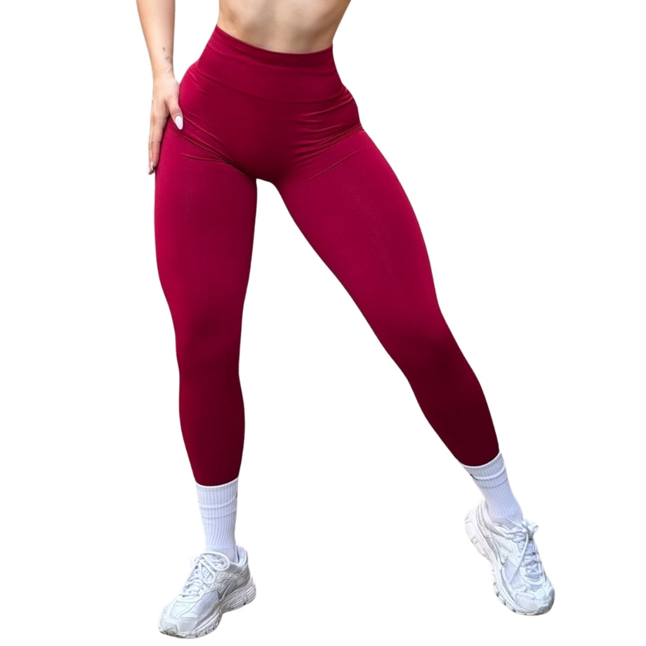 Leggings Burbuja + Push Up | Seamless Compresión - Rojo quemado