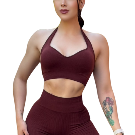 ADRIANAOLIMPO® | Top - Top Halter Deportivo | Dashian Slim – Burnt Merlot | Ropa deportiva para mujer Elite HotSale Blackfriaday Envío Gratis a México. Mayoreo Menudeo Ofertas Exclusivas