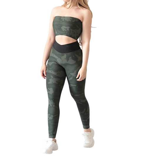 Set Deportivos supplex para Mujer Fitness: Efecto push up, Cintura Alta,  Textil Lycra Transpirable con Acabado Liso army, Color militar | Adriana Olimpo