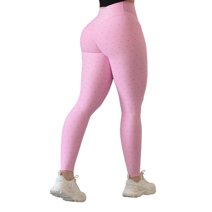 Leggings Deportivos para Mujer Fitness: Efecto Push Up, Cintura Alta, Textil Lycra Transpirable con Acabado Liso, Color Rosa Baby | Adriana Olimpo