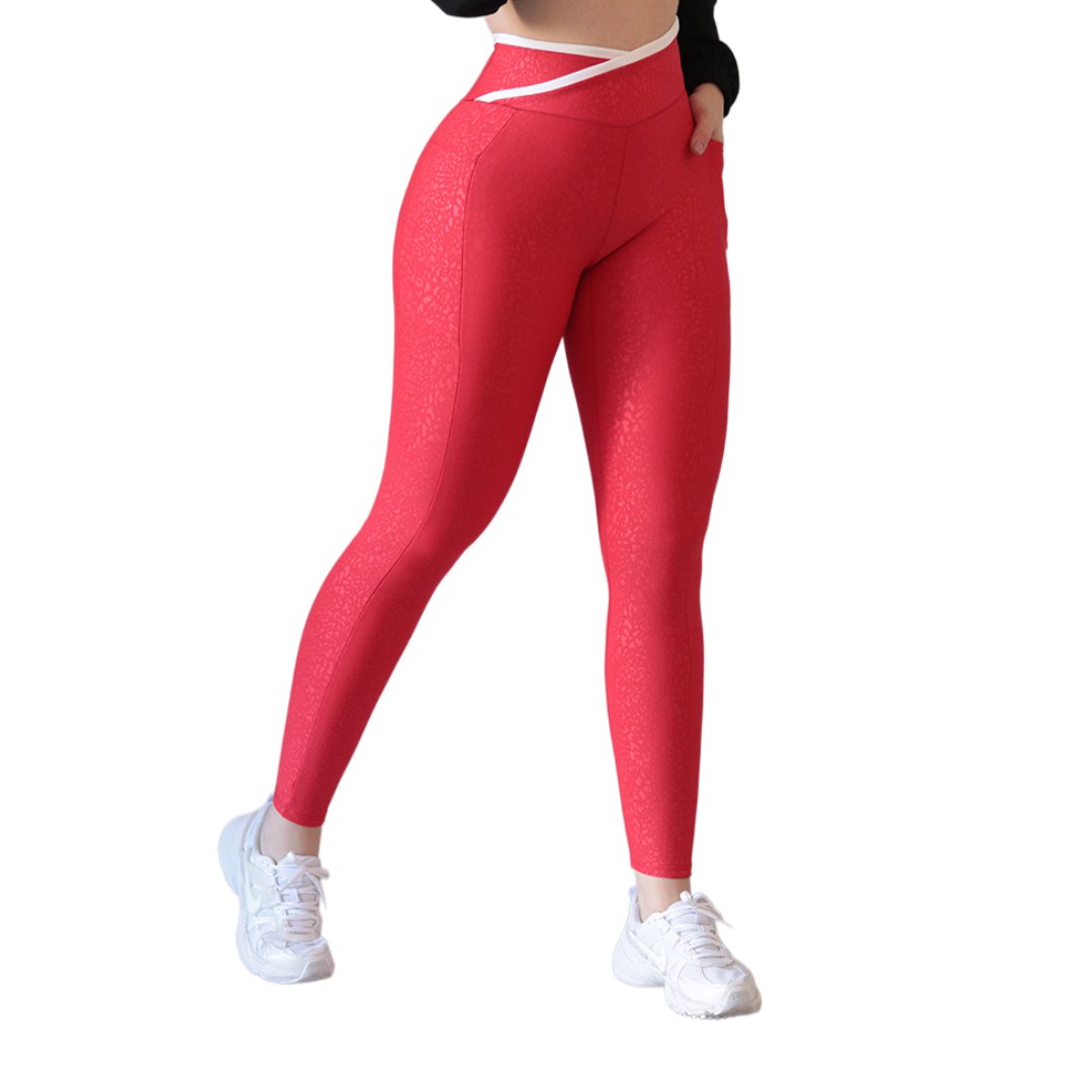Leggings básico | Supplex Stretch, Relieves Print – Roja