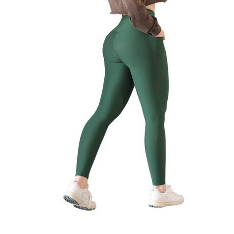 Leggings básico con bolsillos | Supplex Stretch, Liso – Verde