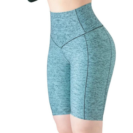 Short Biker Deportivos para Mujer Fitness: Efecto Básico, Cintura Alta, Textil Lycra Transpirable con Acabado Liso, Color Esmeralda | Adriana Olimpo