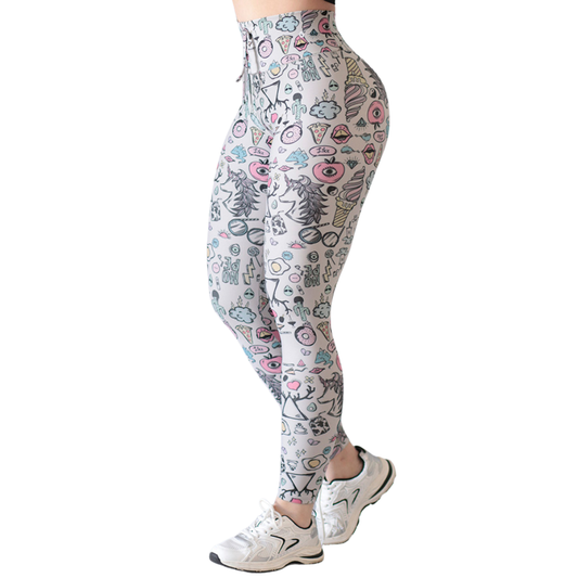 Leggings Deportivos para Mujer Fitness: Efecto Básico, Cintura Alta, Textil Lycra Transpirable con Acabado Liso Unicornio, Color Blanco | Adriana Olimpo