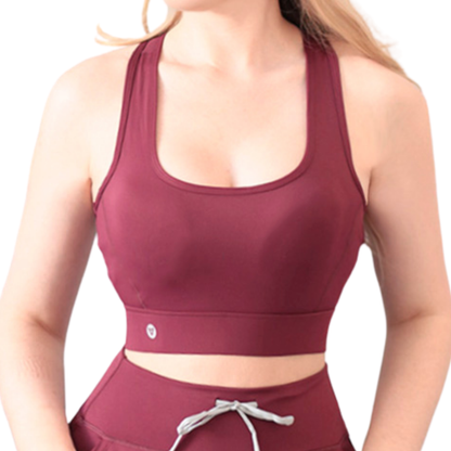 Top para Mujer Fitness: Efecto Alto Impacto, Ajuste Perfecto, Con avertura para Copas, Textil Liso, Transpirable, Color Tinto | Adriana Olimpo