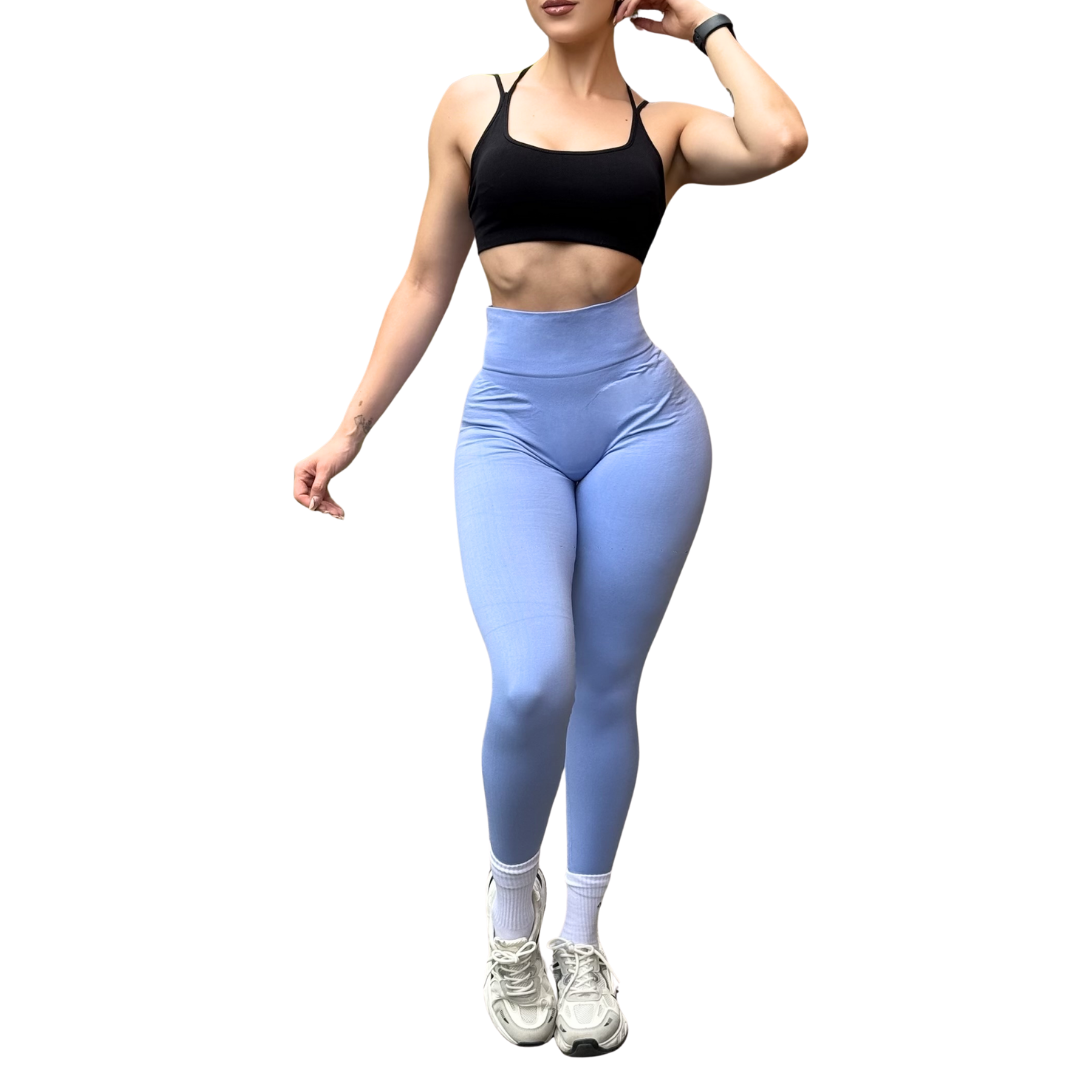 Leggings Burbuja + Push Up | Seamless Compresión - Celeste