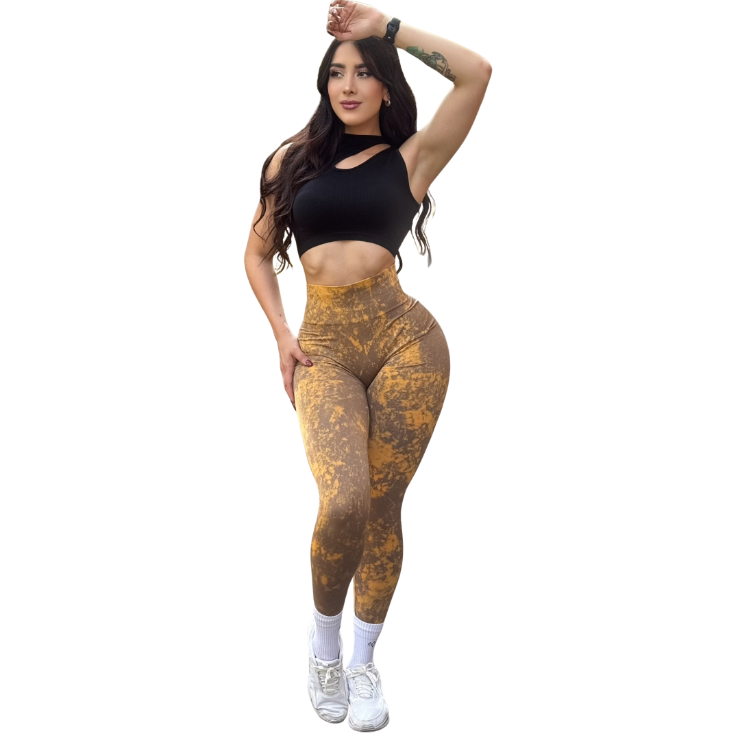 Leggings Burbuja + Push Up | Seamless Compresión - Moka Deslavado