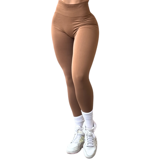 Leggings Deportivos para Mujer Fitness: Seamless Efecto Push Up y Burbuja, Cintura Alta, Textil Tejido Liso Suave Transpirable , Color Many Cream | Adriana Olimpo
