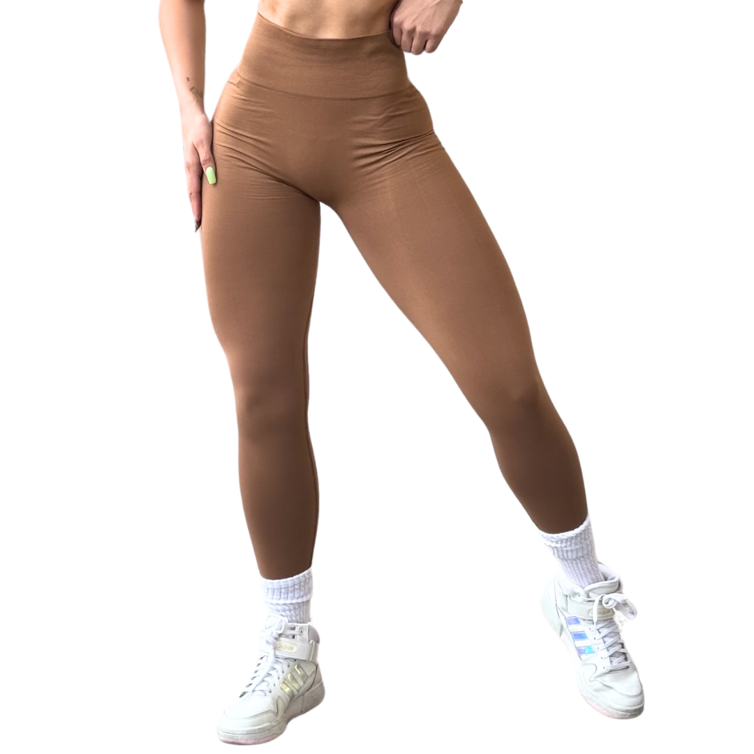 Leggings Deportivos para Mujer Fitness: Seamless Efecto Push Up y Burbuja, Cintura Alta, Textil Tejido Liso Suave Transpirable , Color Many Cream | Adriana Olimpo
