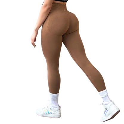 Leggings Deportivos para Mujer Fitness: Seamless Efecto Push Up y Burbuja, Cintura Alta, Textil Tejido Liso Suave Transpirable , Color Many Cream | Adriana Olimpo