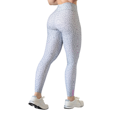 Leggings deportivos supplex para mujer, efecto push up con cintura alta, textil lycra transpirable con acabado liso print. Color blanca | Adriana Olimpo