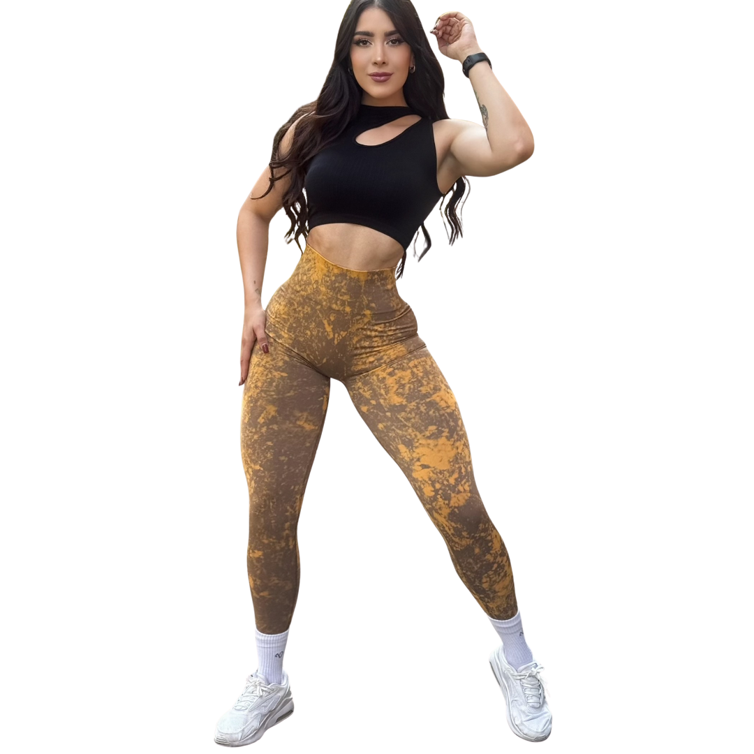 Leggings Burbuja + Push Up | Seamless Compresión - Moka Deslavado