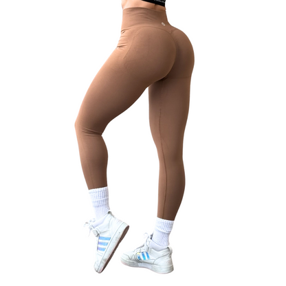 Leggings Deportivos para Mujer Fitness: Seamless Efecto Push Up y Burbuja, Cintura Alta, Textil Tejido Liso Suave Transpirable , Color Many Cream | Adriana Olimpo