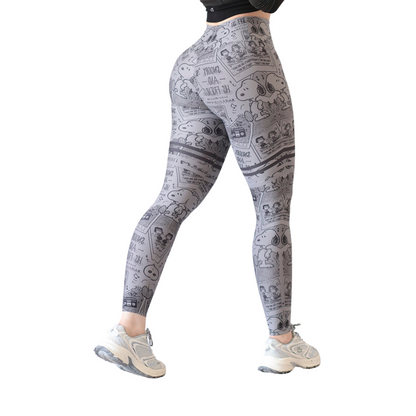 Leggings Deportivos para Mujer Fitness: Efecto Push Up, Cintura Alta, Textil Lycra Transpirable con Acabado Liso, Color Gris Snoopy  Adriana Olimpo