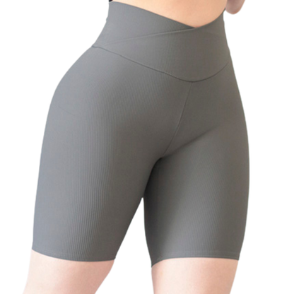Biker Deportivos para Mujer Fitness:  Efecto Básico, Cintura Alta, Textil Lycra Transpirable con Relieves Lines, Color Gris | Adriana Olimpo