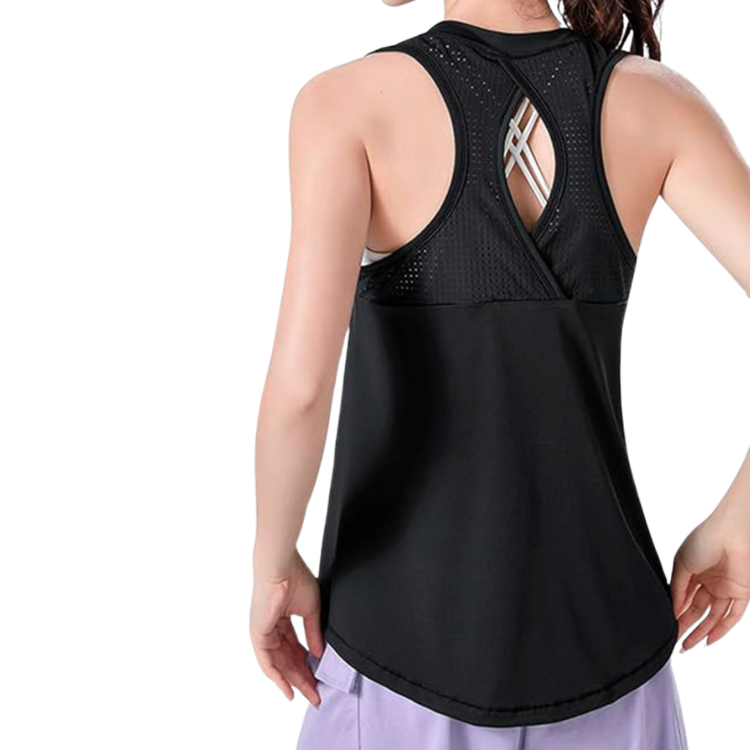 Blusa Deportiva para Mujer Fitness: Manga Corta, Textil Lycra Transpirable con Acabado Liso, Color Negro | Adriana Olimpo.