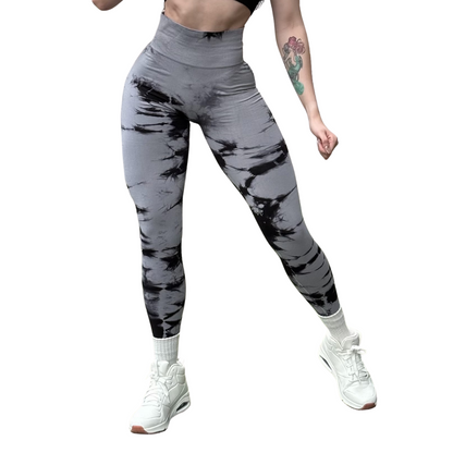 Leggings Deportivos Seamless de Compresión para Mujer Fitness: Glúteos Redondos, Vientre Plano y Cintura Definida | Push Up + Compresión Faja, Ultra Cómodos y Sin Costuras, Color Plata y negro | Adriana Olimpo