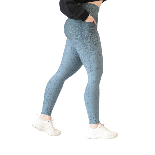 Leggings Deportivos para Mujer Fitness: Efecto Básico, Cintura Alta, Con Bolsillos Laterales, Textil Lycra Transpirable con Acabado Liso Puntitos, Color Azul | Adriana Olimpo