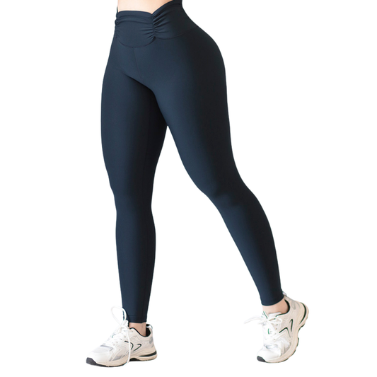 Leggings Deportivos para Mujer Fitness: Efecto Básico, Cintura Alta, Textil Lycra Transpirable con Acabado Liso, Azul Media Noche | Adriana Olimpo