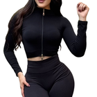 Chamarra deportiva manga larga | Transpirable, Relieves – Negro