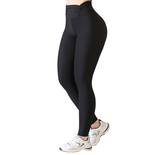 Leggings Deportivos para Mujer Fitness: Efecto Básico, Cintura Alta, Textil Lycra Transpirable con Acabado Liso, Negro | Adriana Olimpo