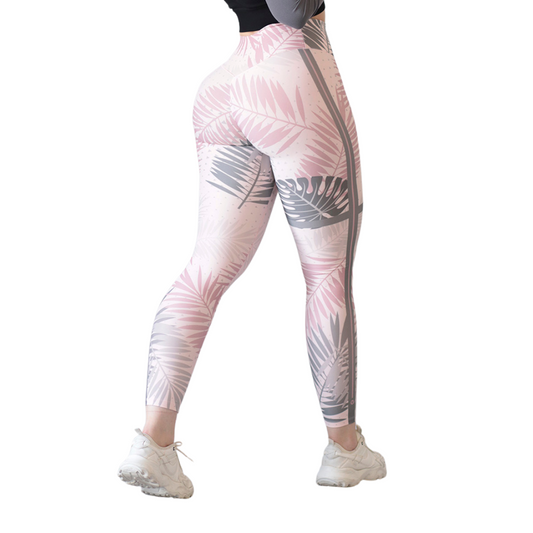 PLANTILLA LEGGINS A|O (Leggings Deportivos para Mujer Fitness: Efecto Push Up, Cintura Alta, Textil Lycra Transpirable con Acabado Liso, Color Rosado Palma | Adriana Olimpo)