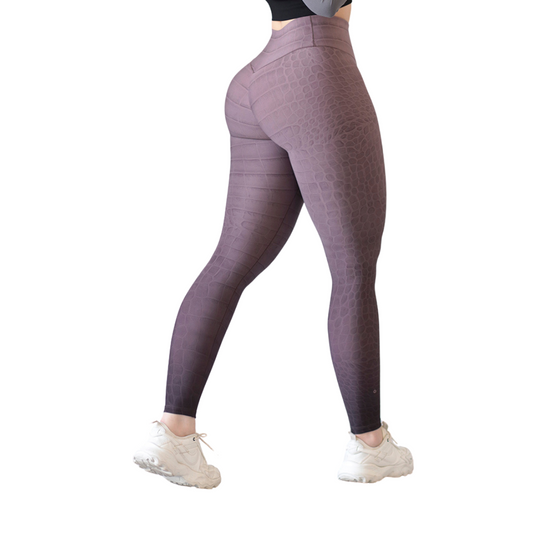 Leggings Deportivos para Mujer Fitness: Efecto Push Up, Cintura Alta, Textil Lycra Transpirable con Acabado Liso, Color Palo de Rosa Print | Adriana Olimpo
