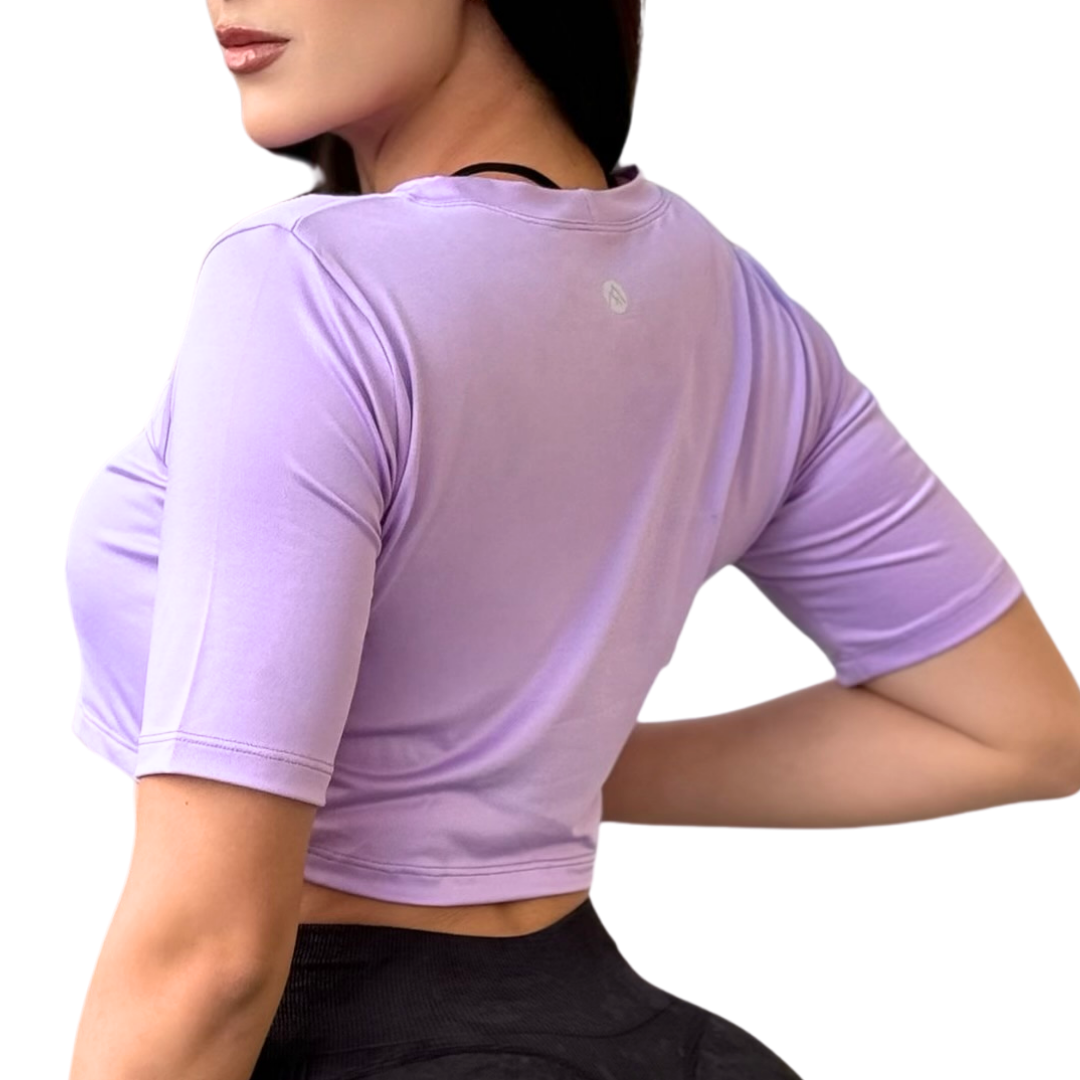 Blusa para Mujer Fitness: Manga Corta, Cuello Redondo, Textil Lycra Transpirable Acabado Liso | Adriana Olimpo