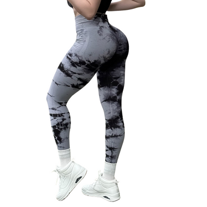 Leggings Deportivos Seamless de Compresión para Mujer Fitness: Glúteos Redondos, Vientre Plano y Cintura Definida | Push Up + Compresión Faja, Ultra Cómodos y Sin Costuras, Color Plata y negro | Adriana Olimpo