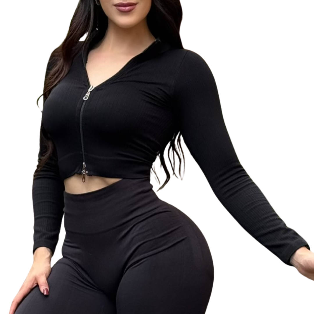 ADRIANAOLIMPO® | Blusa - Chamarra deportiva manga larga | Transpirable, Relieves – Negro | Ropa deportiva para mujer Elite HotSale Blackfriaday Envío Gratis a México. Mayoreo Menudeo Ofertas Exclusivas