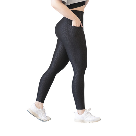 Leggings básico con bolsillos | Supplex Stretch, Relieves Felina - Negra
