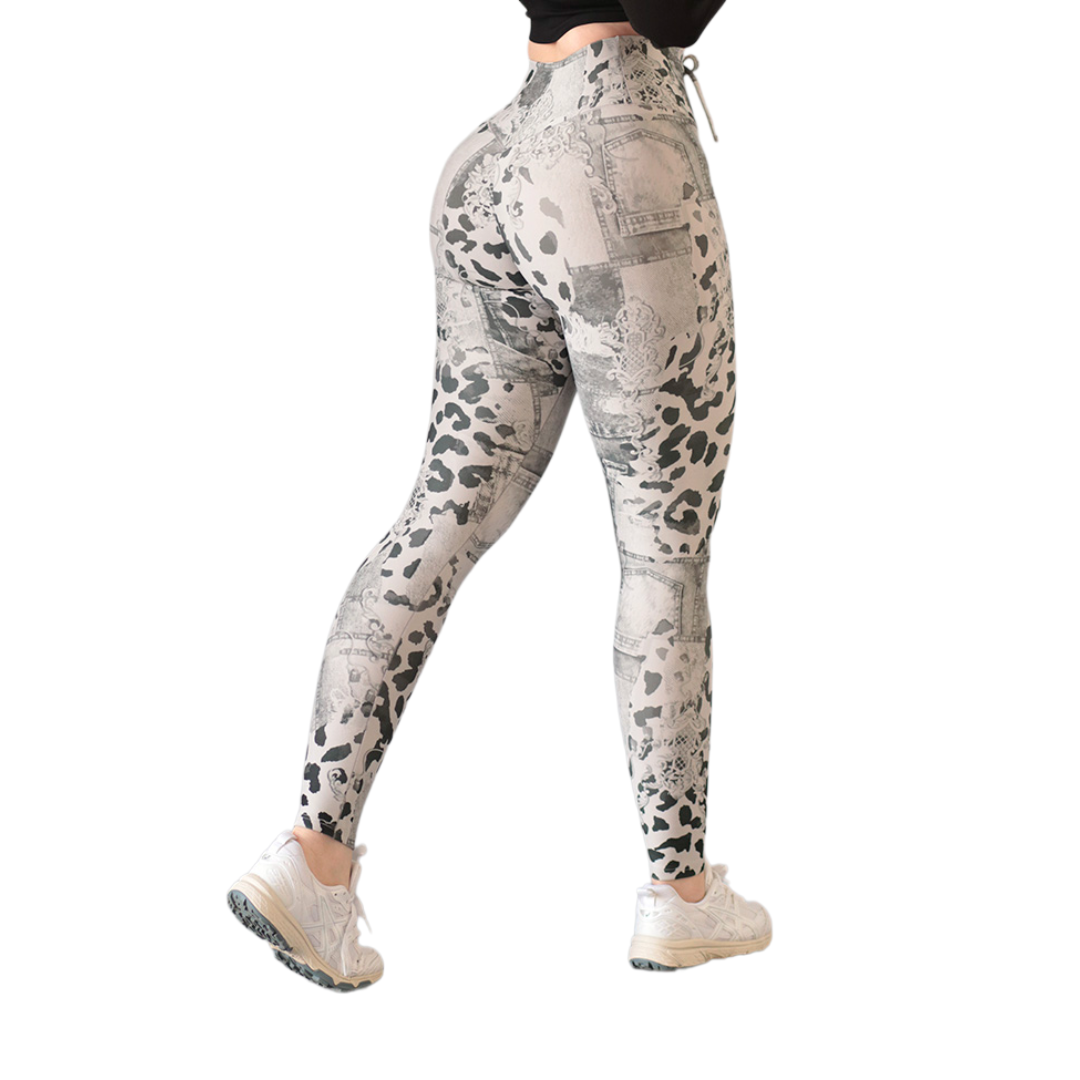 Leggings push up | Supplex Stretch, Liso Parches – Gris