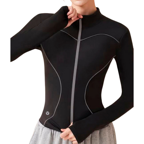 Chamarra Deportiva, Textil Liso Reflejante | Negro