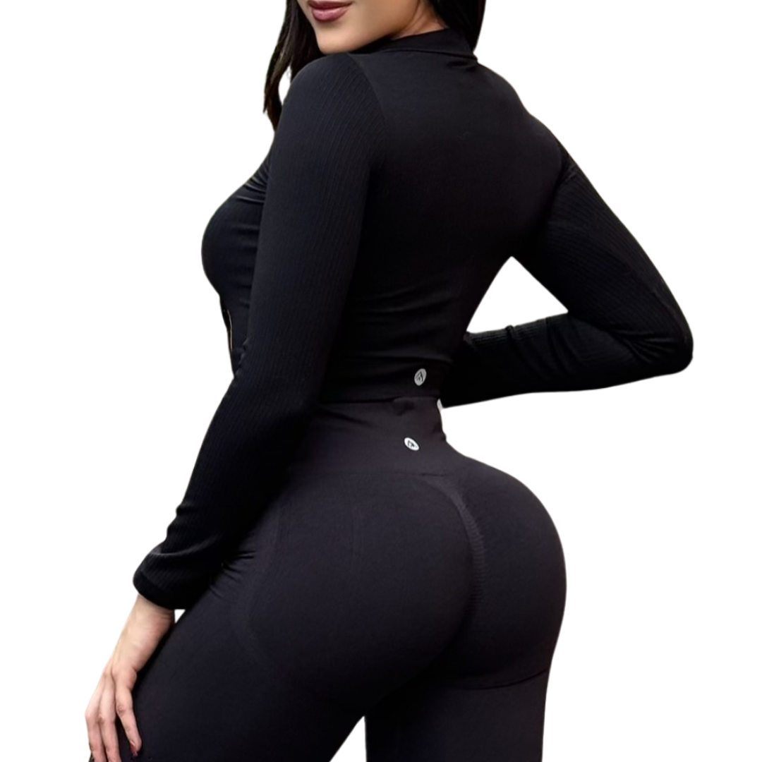 ADRIANAOLIMPO® | Blusa - Chamarra deportiva manga larga | Transpirable, Relieves – Negro | Ropa deportiva para mujer Elite HotSale Blackfriaday Envío Gratis a México. Mayoreo Menudeo Ofertas Exclusivas