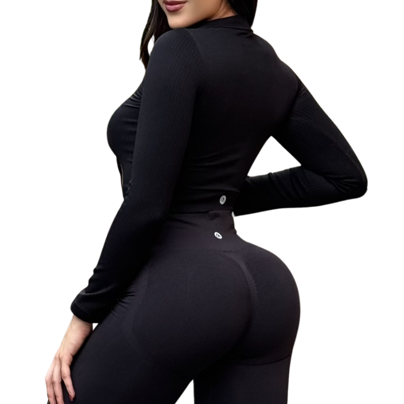 ADRIANAOLIMPO® | Blusa - Chamarra deportiva manga larga | Transpirable, Relieves – Negro | Ropa deportiva para mujer Elite HotSale Blackfriaday Envío Gratis a México. Mayoreo Menudeo Ofertas Exclusivas