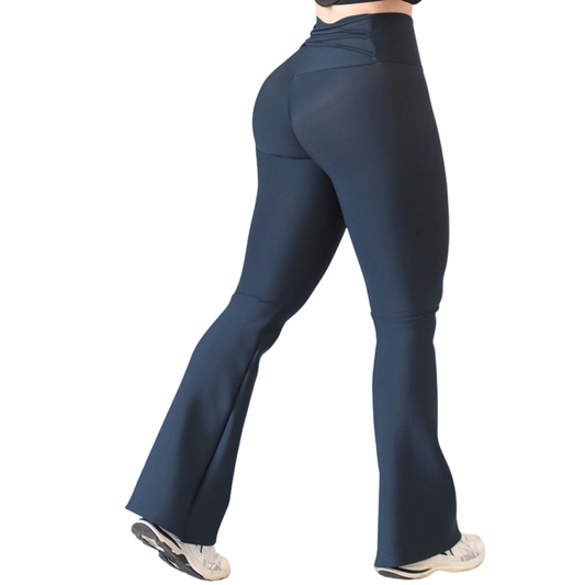 Leggings Deportivos para Mujer Fitness: Efecto Push Up, Cintura Alta, Textil Lycra Transpirable con Acabado Liso, Color Azul Poeta | Adriana Olimpo