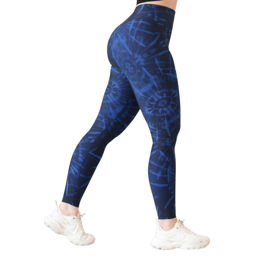 Leggings Deportivos para Mujer Fitness: Efecto Push Up, Cintura Alta, Textil Lycra Transpirable con Acabado Liso, Tie Day, Color Azul Real | Adriana Olimpo