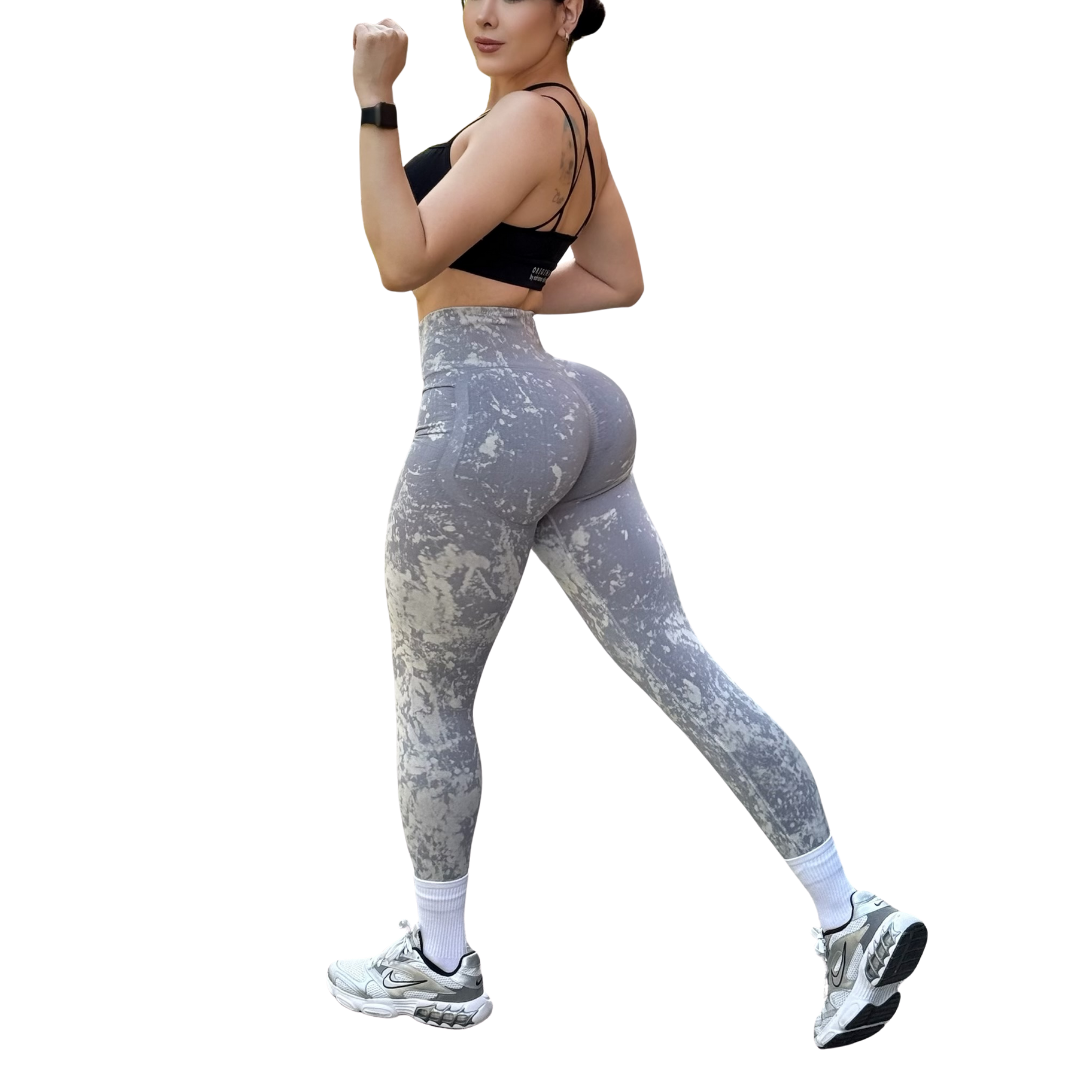 Leggings Burbuja + Push Up | Seamless Compresión - Pizarra Deslavado