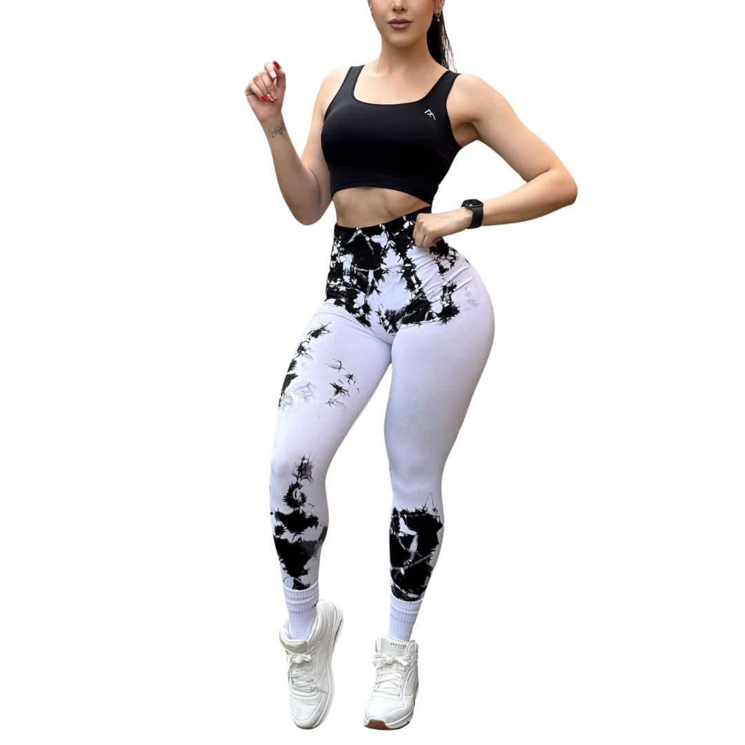 Leggings Deportivos Seamless de Compresión para Mujer Fitness: Glúteos Redondos, Vientre Plano y Cintura Definida | Push Up + Burbuja + Compresión Faja. Ultra Cómodos. Color blanco y negro | Adriana Olimpo