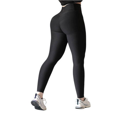 Leggings básico con bolsillos | Supplex Stretch, Liso – Negro