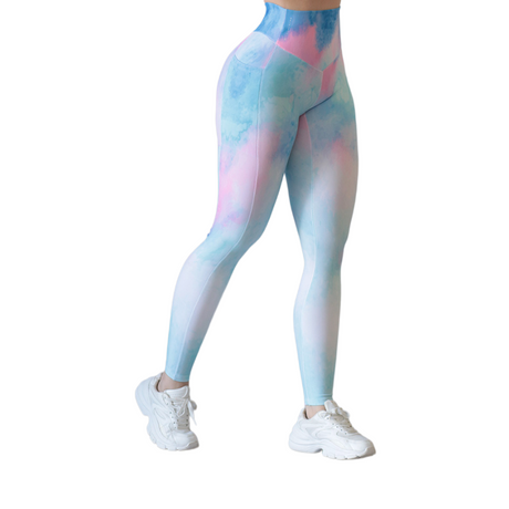 Leggings básico con bolsillos | Supplex Stretch, Liso Tie Day – Azul