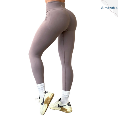 Pack de Leggings Deportivos para Mujer Fitness: Seamless Efecto Push Up y Burbuja, Cintura Alta, Textil con Compresión Tipo Faja, Liso Suave Transpirable, Varios Colores  | Adriana Olimpo
