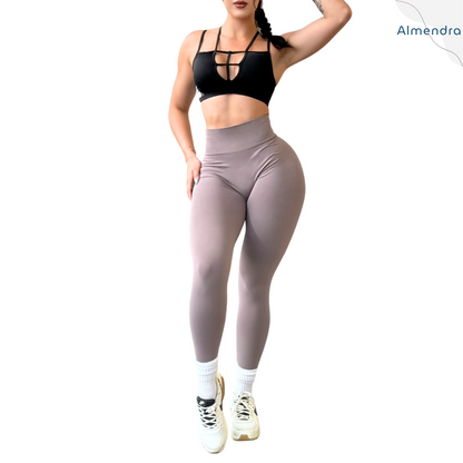 Pack de Leggings Deportivos para Mujer Fitness: Seamless Efecto Push Up y Burbuja, Cintura Alta, Textil con Compresión Tipo Faja, Liso Suave Transpirable, Varios Colores  | Adriana Olimpo
