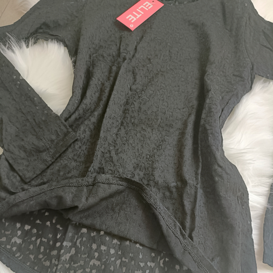 BLUSA ELITE | MANGA LARGA NEGRA MESH