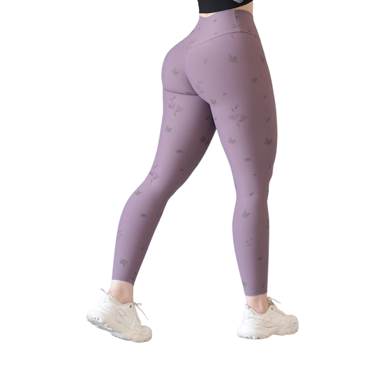 Leggings Deportivos para Mujer Fitness:  Efecto Push Up, Cintura Alta, Textil Lycra Transpirable con Relieves de Líneas, Color Palo de Rosa | Adriana Olimpo