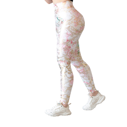 Leggings Deportivos para Mujer Fitness:  Efecto Push Up, Cintura Alta, Textil Lycra Transpirable con Destellos Reflectantes ✨y Relieves, Color Rose Gold | Adriana Olimpo