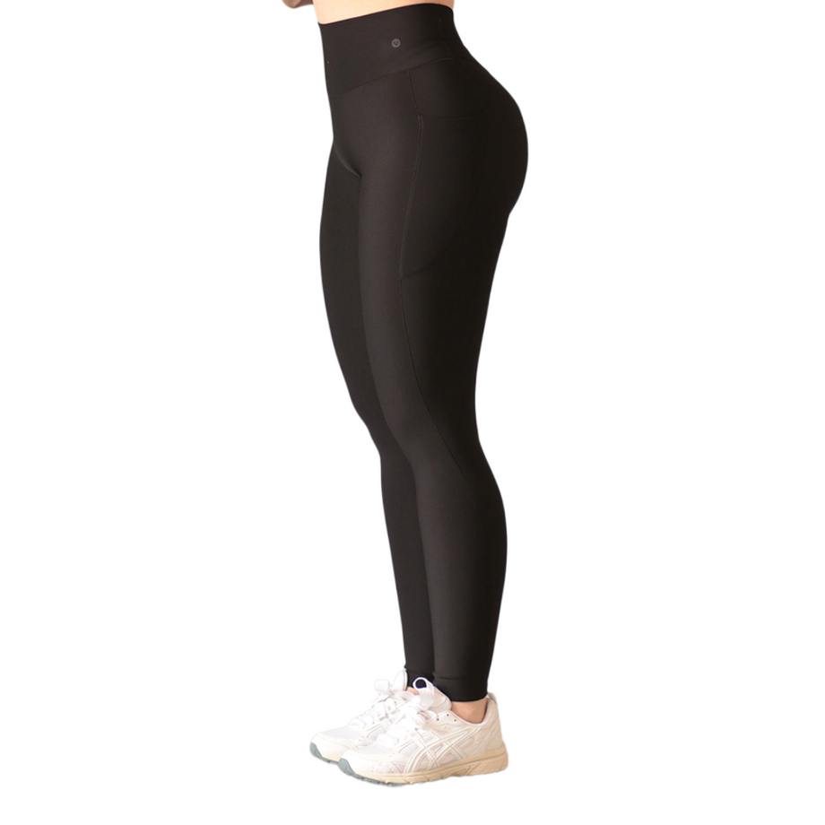 Leggings básico con bolsillos | Supplex Stretch, Liso – Negro