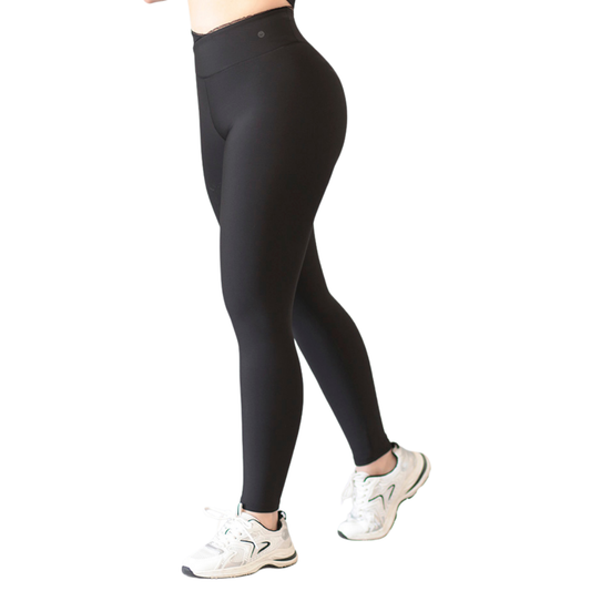 Leggings Deportivos para Mujer Fitness: Efecto Básico, Cintura Alta, Textil Lycra Transpirable con Acabado Liso, Color Negro | Adriana Olimpo